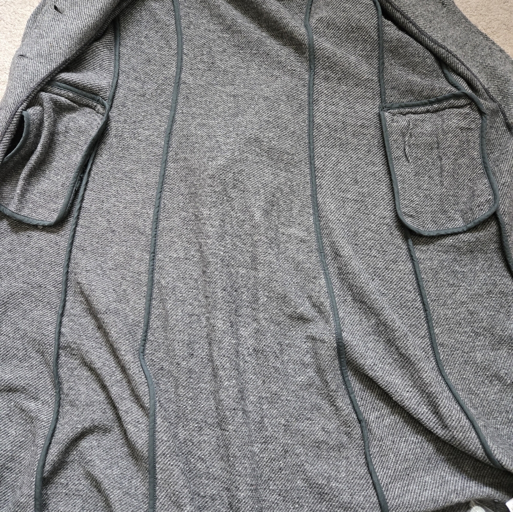 FREE PEOPLE NWT Wool Blend Long Grey Knit Longline Jacket/ Coatigan. Size Large - Picture 9 of 16